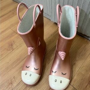 Next Kids Unicorn Rain Boots - Pink 3D Design (Size 12)